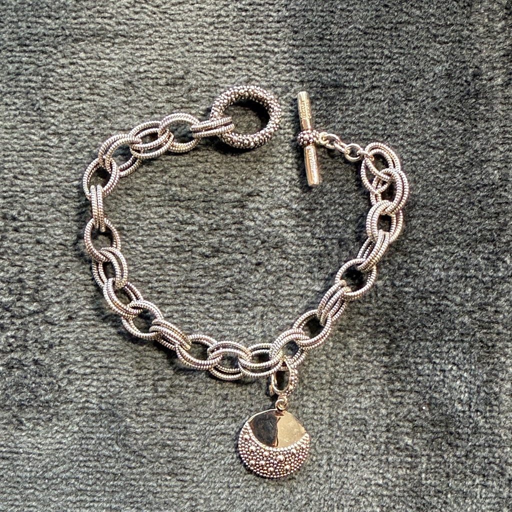 Nib Michael Dawkins Sterling Silver Starry Night Double Link Toggle Bracelet 7.5